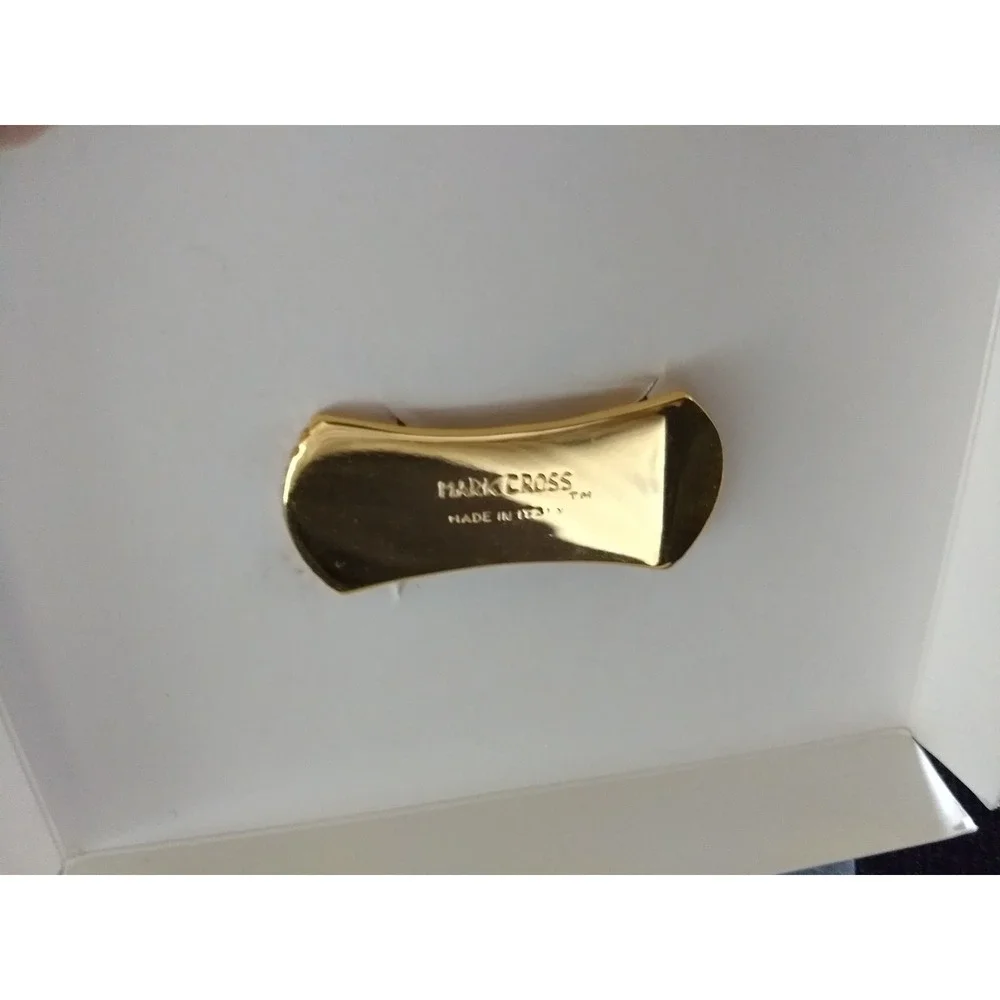 MARK CROSS Money Clip Lions Head Logo Black Gold-Tone Oval Rare NOS Original Box